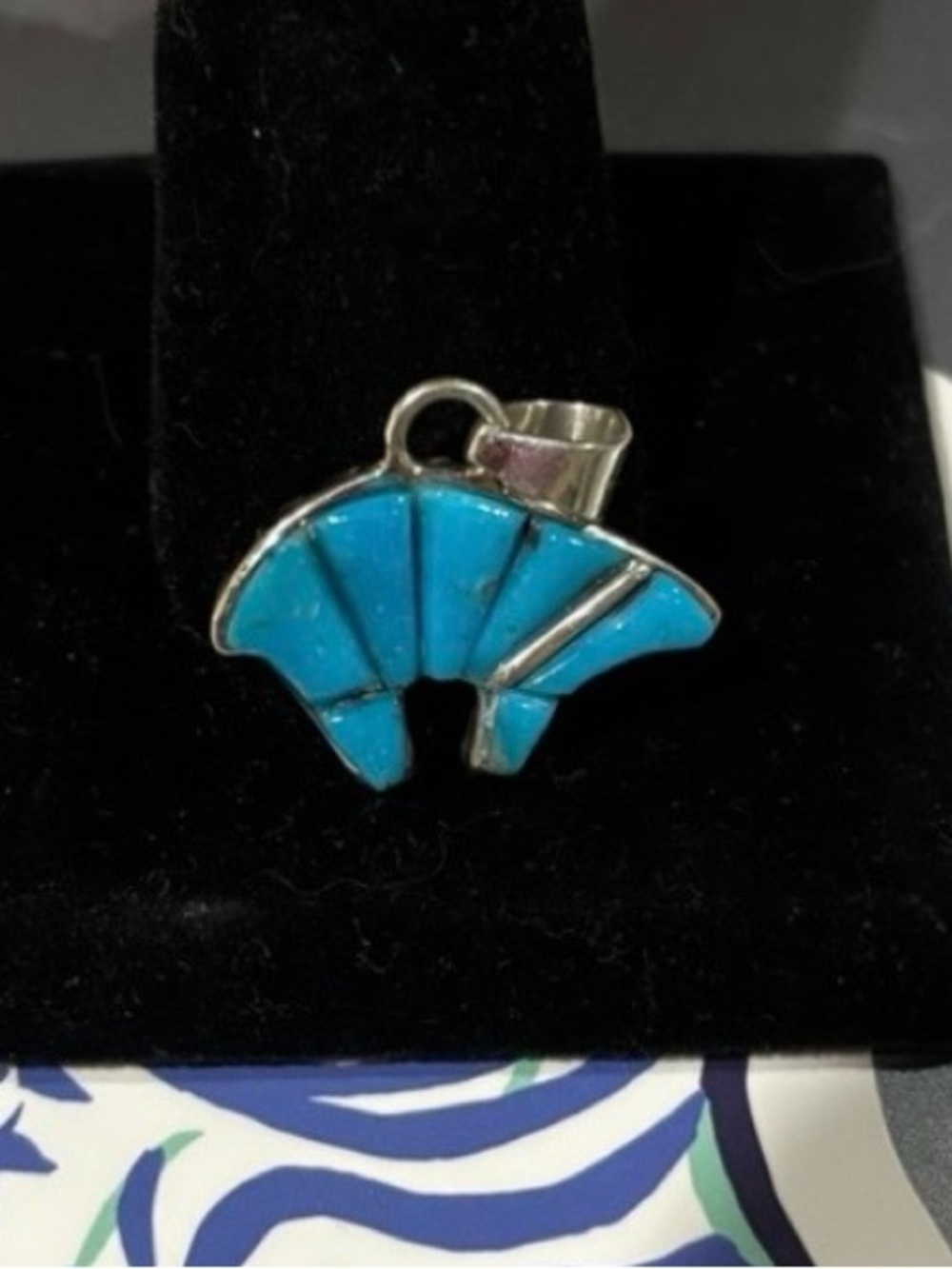 Turquoise & Sterling Silver Bear Charm